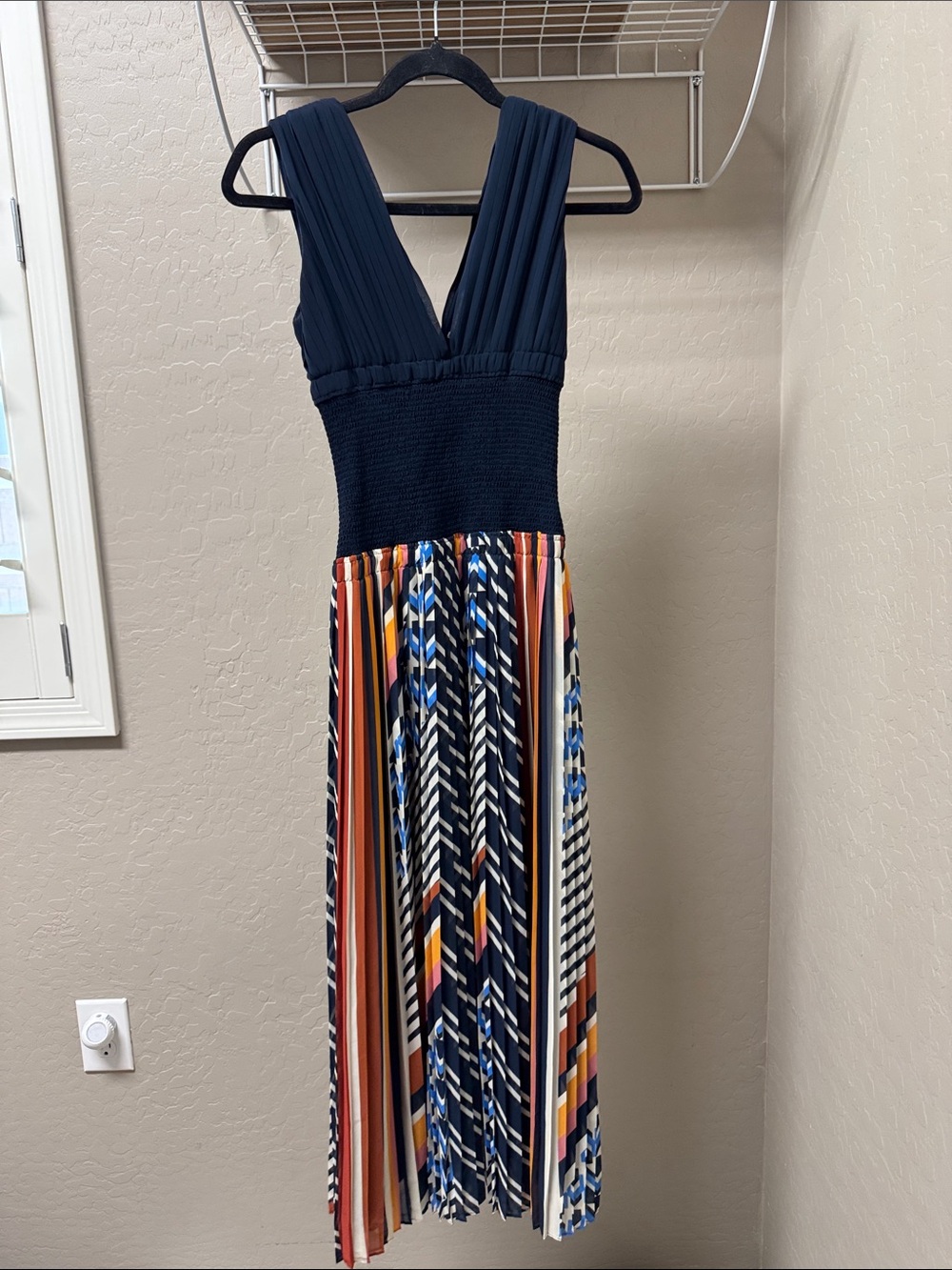 Ramy Brook Navy Dress with Gold Logo Tag